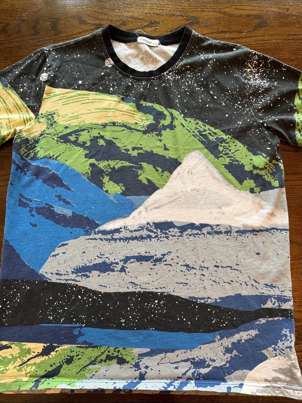 Graphic Short Sleeve Tee - Green/Blue Mountain Print